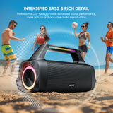 AKONE Portable Outdoor Bluetooth Speaker: 80W Loud Sound Wireless Durable Large Bocina with Lights Powerful Deep Bass Subwoofer TWS Stereo Sound Big Boombox Waterproof for Party Beach Camping Garage