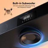 ODIOMX 2.1ch Sound Bar for TV with 6.5" Subwoofers(All-in-One), Powerful 120W Wooden Soundbar for Smart TV, 3D Home Theater Audio Surround Sound System, TV Speakers