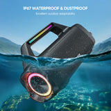 AKONE Portable Outdoor Bluetooth Speaker: 80W Loud Sound Wireless Durable Large Bocina with Lights Powerful Deep Bass Subwoofer TWS Stereo Sound Big Boombox Waterproof for Party Beach Camping Garage