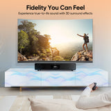 ODIOMX 2.1ch Sound Bar for TV with 6.5" Subwoofers(All-in-One), Powerful 120W Wooden Soundbar for Smart TV, 3D Home Theater Audio Surround Sound System, TV Speakers