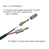 Premium 24K Gold Plated Copper Speaker Wire Banana Plug Connectors (12-pack / 6 pairs)