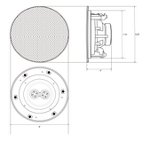 MC6066  6.5'' Ceiling DVC(Dual Voice Coil)Speakers W/Magnetic Grill(Pair) Perfect for Damp and Humid Indoor/Outdoor Placement - Bath, Kitchen, Covered Porches. 6.5inch 8Ω / Pair (Magnetic Grill)